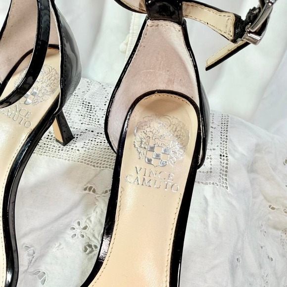 Vince Camuto Black Patent Ankle Strap Heels – Women's 8M / 38.5 - Picture 6 of 7